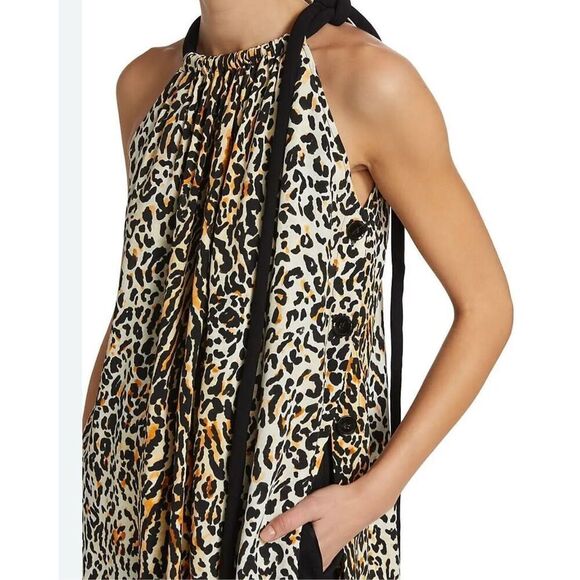 Proenza Schouler Leopard Print Crpe De Chine Top  in Butter Multi Gold Size 4 - Picture 2 of 13